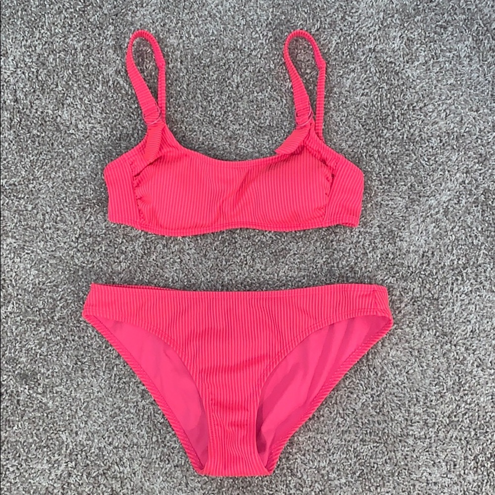 TARGET HOT PINK RIBBED STRIPED BIKINI SET